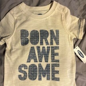NWT Born Awesome T-shirt By Old Navy Size 12-18 Months  White Blue